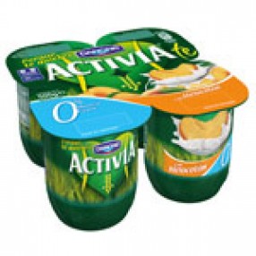 DANONE ACTIVIA 0% yogur con melocoton pack 4